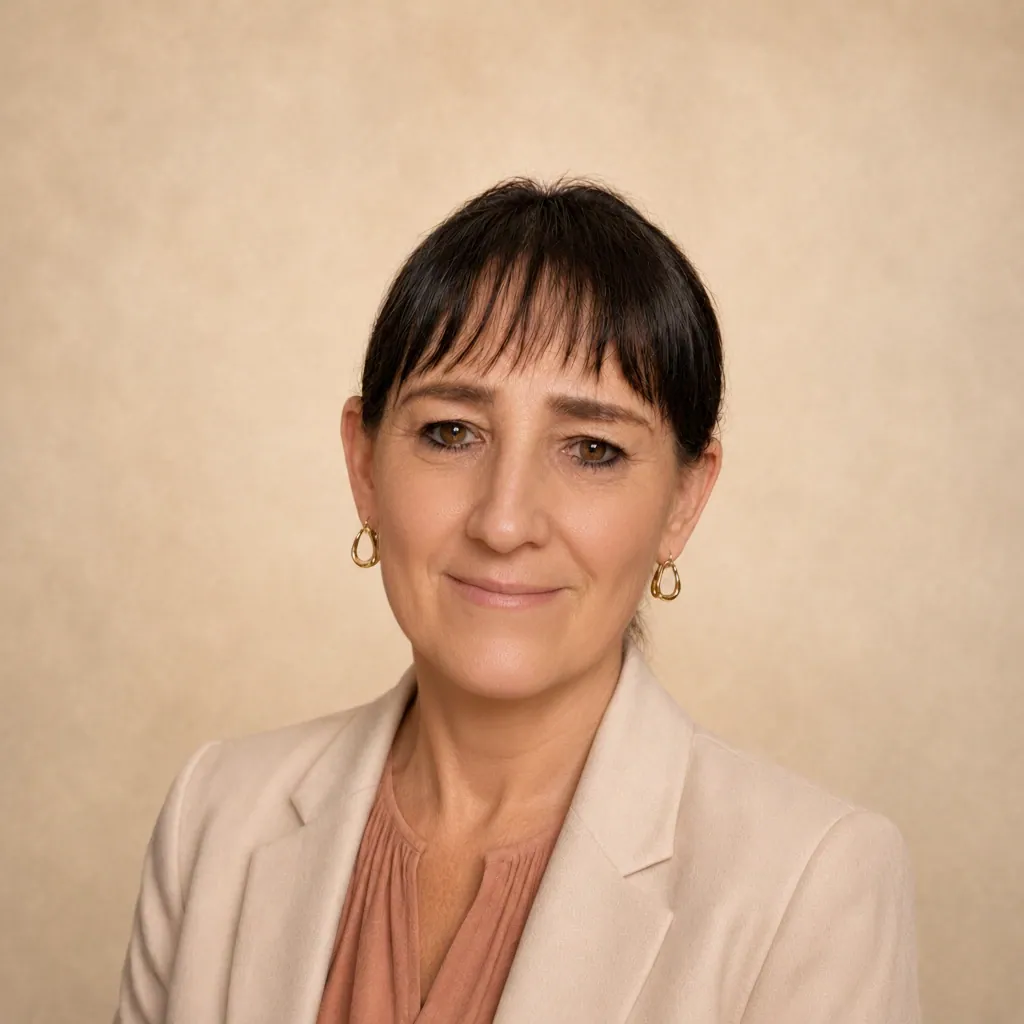 Portrait von Birgit Arndt vor hellem Hintergrund