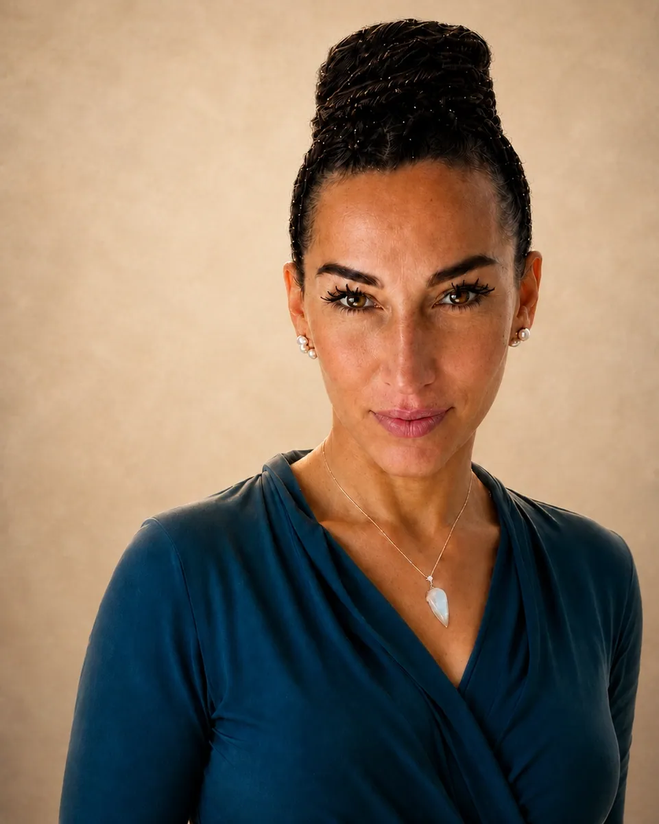 Portrait von Edita vor hellem Hintergrund